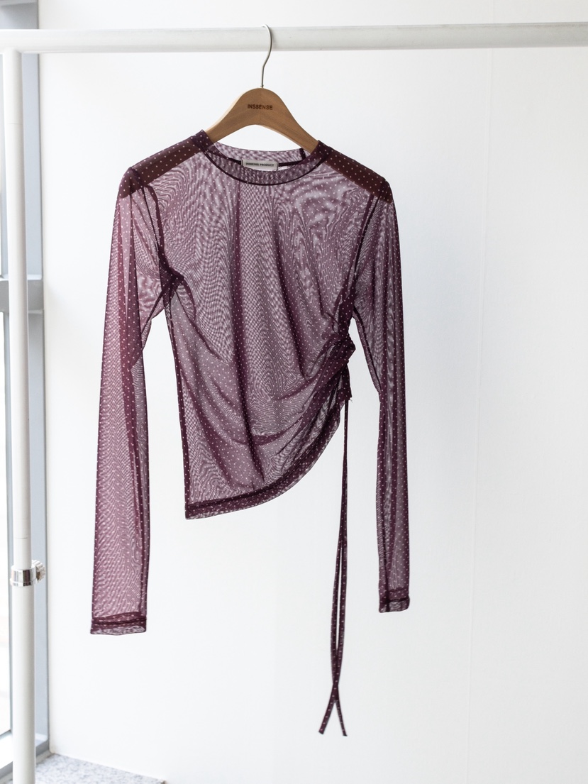 INSSENSE-A東大門㊣直郵女裝新款熱賣真品長袖T恤系帶透明INSSENSE-A長袖T恤圖色1