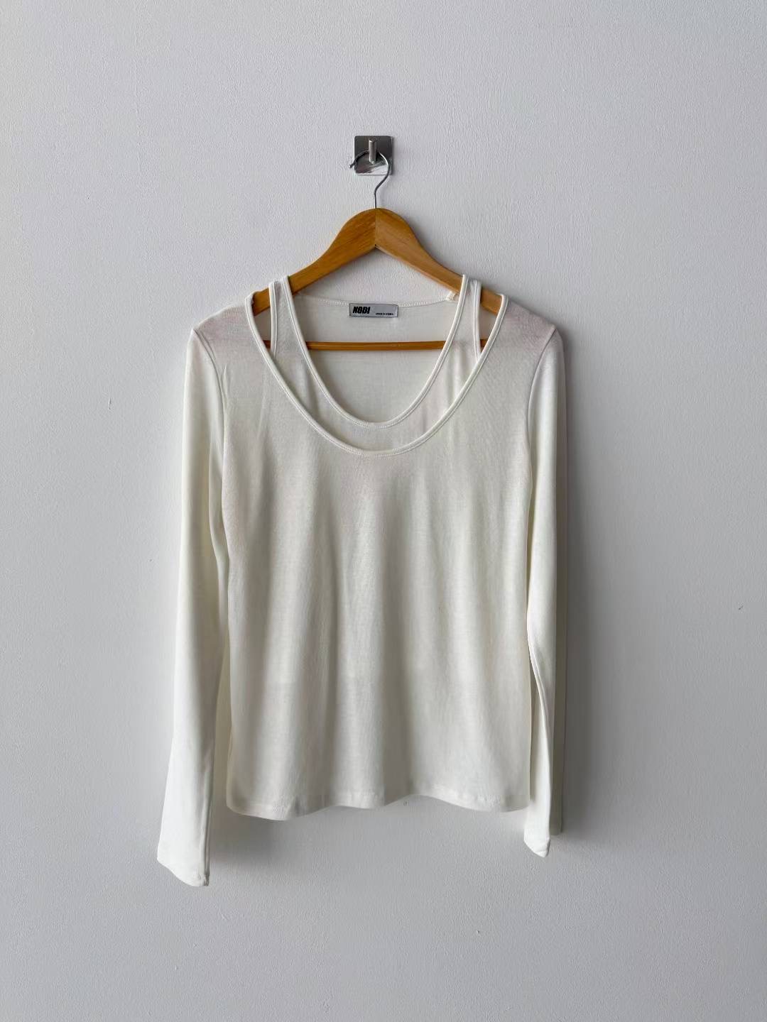 DOTNODI（無品牌標）東大門㊣實拍女士新品時尚長袖T恤假兩件DOTNODI長袖T恤圖色1