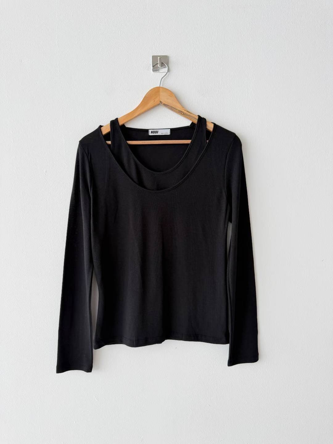 DOTNODI（無品牌標）東大門㊣實拍女士新品時尚長袖T恤假兩件DOTNODI長袖T恤圖色3