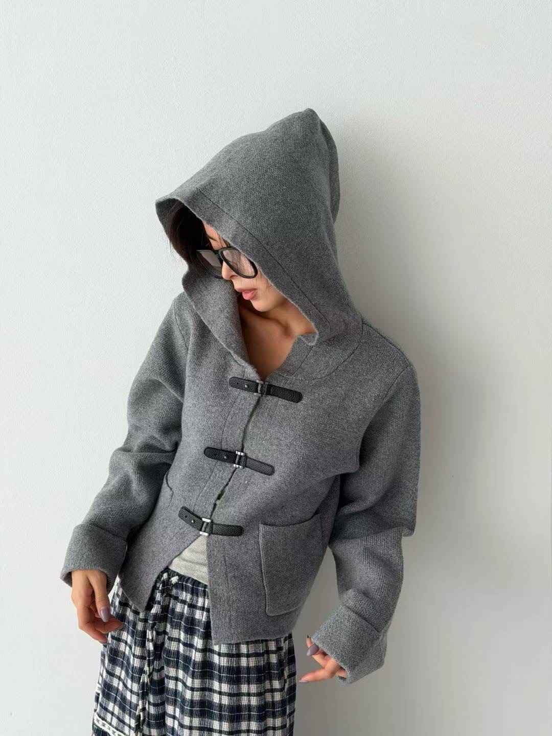 DOTNODI（無品牌標）東大門㊣代購女士新款休閑時尚針織衫兜帽DOTNODI針織衫