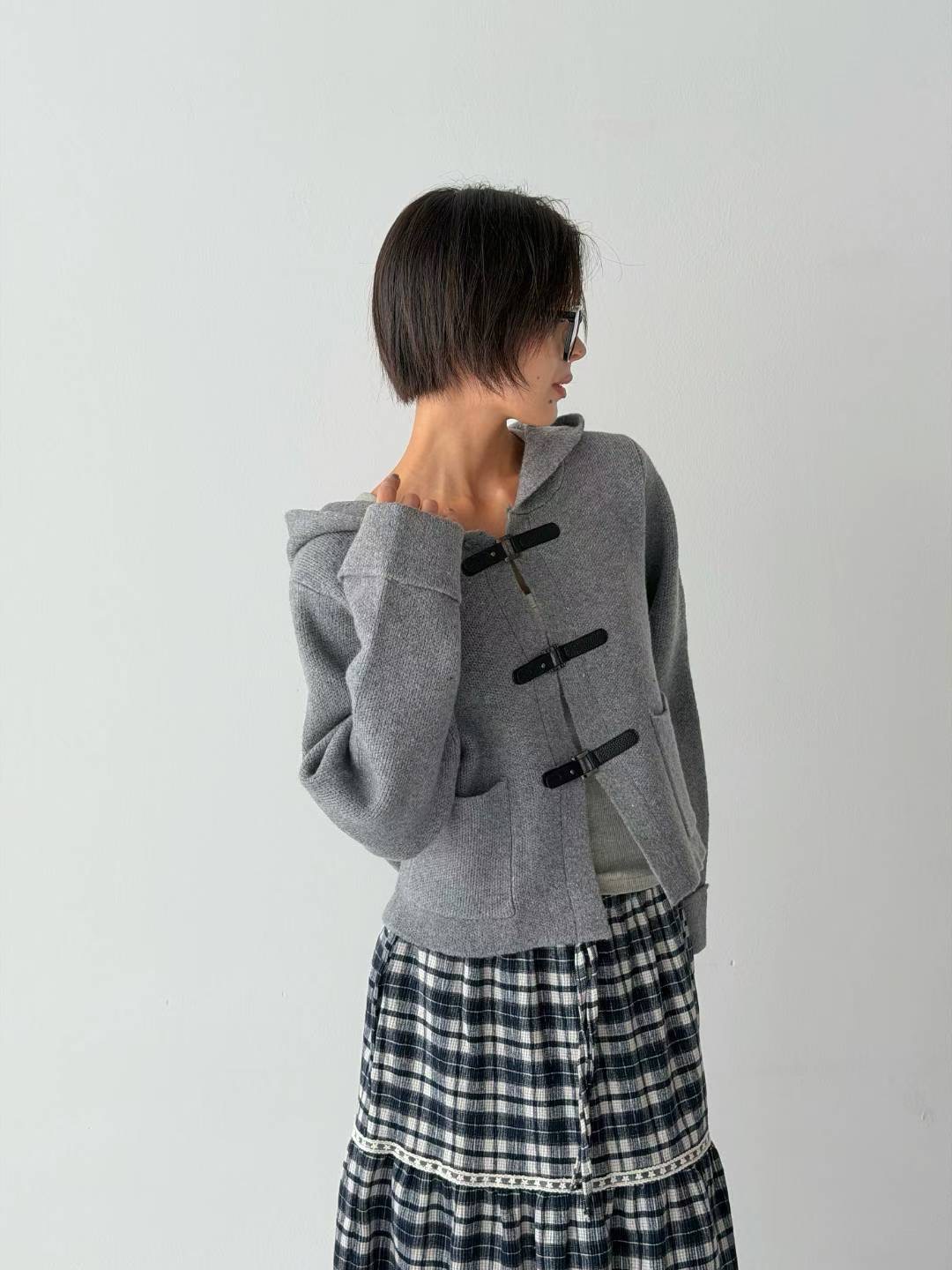 DOTNODI（無品牌標）東大門㊣代購女士新款休閑時尚針織衫兜帽DOTNODI針織衫