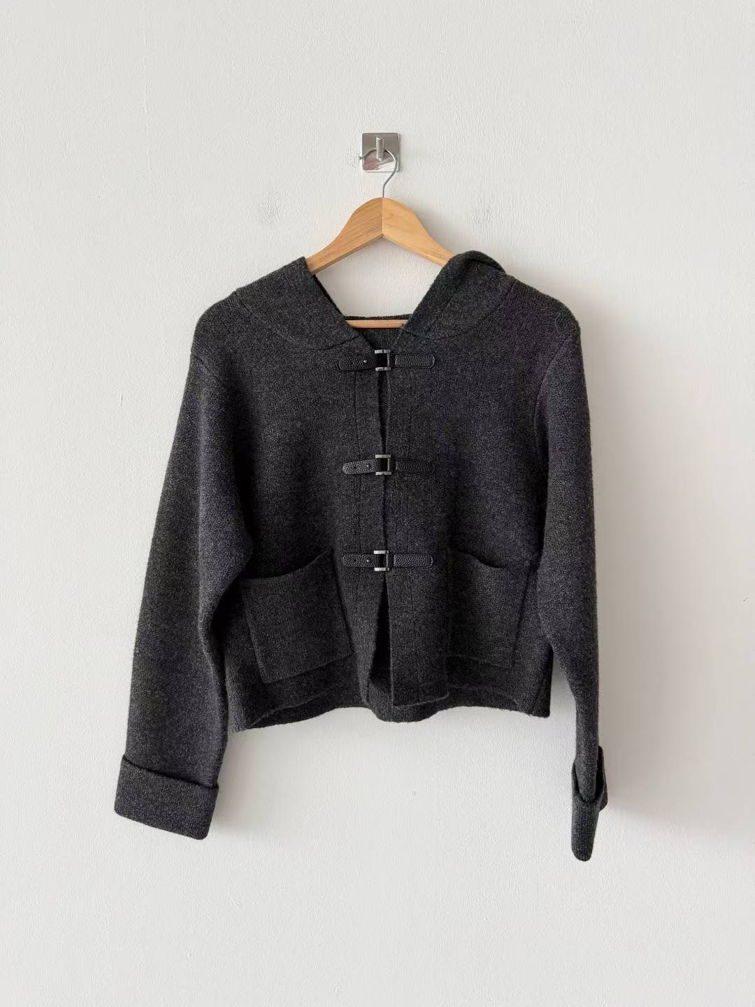 DOTNODI（無品牌標）東大門㊣代購女士新款休閑時尚針織衫兜帽DOTNODI針織衫圖色1