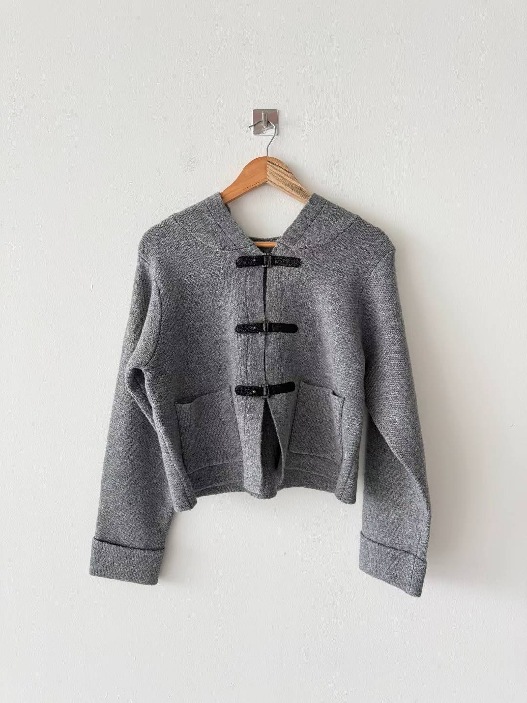 DOTNODI（無品牌標）東大門㊣代購女士新款休閑時尚針織衫兜帽DOTNODI針織衫圖色2