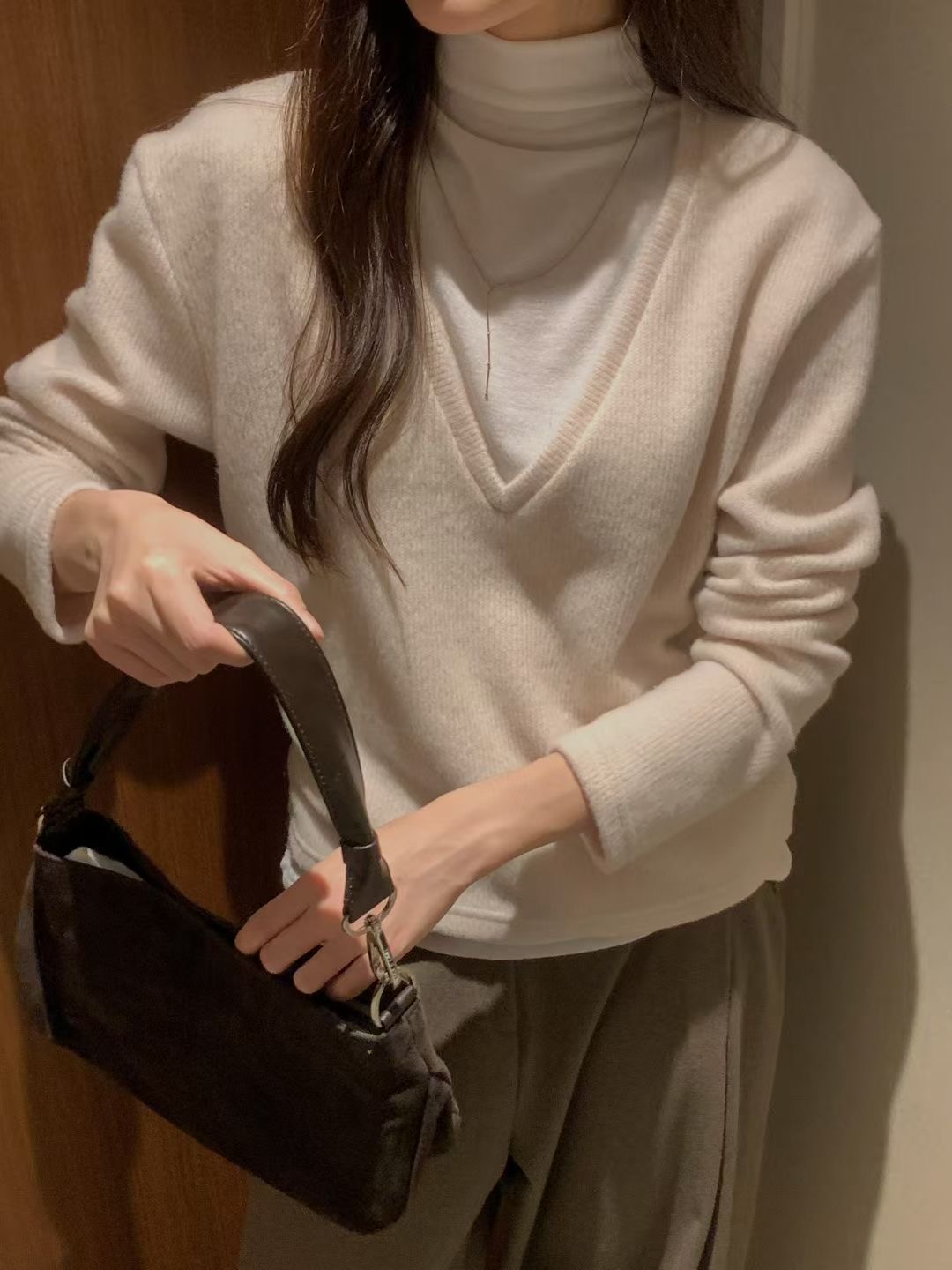 OSRO東大門㊣實拍女士新款25秋冬休閑推薦真品針織衫假兩件OSRO針織衫