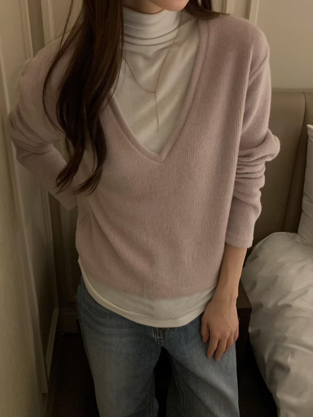 OSRO東大門㊣實拍女士新款25秋冬休閑推薦真品針織衫假兩件OSRO針織衫圖色2