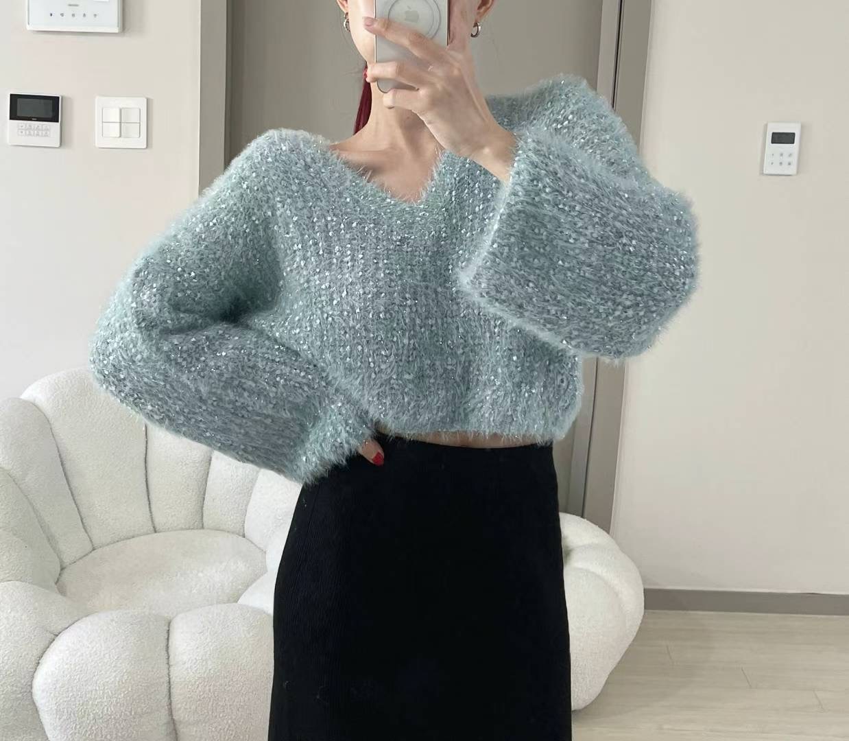 KITSCH東大門㊣實拍女裝新款休閑職業人氣推薦25秋冬針織衫皮草KITSCH針織衫圖色2