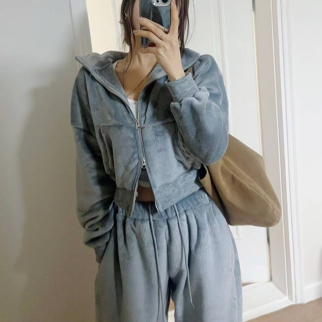 KITSCH韓國直郵㊣女裝新款職業25秋冬時尚夾克高領拉鏈衫貂皮KITSCH夾克圖色3