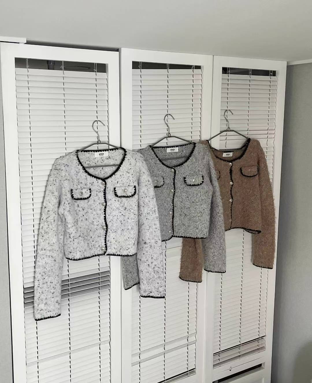 KITSCH韓國代購㊣女士新款25秋冬真品熱賣人氣推薦針織衫花呢KITSCH針織衫