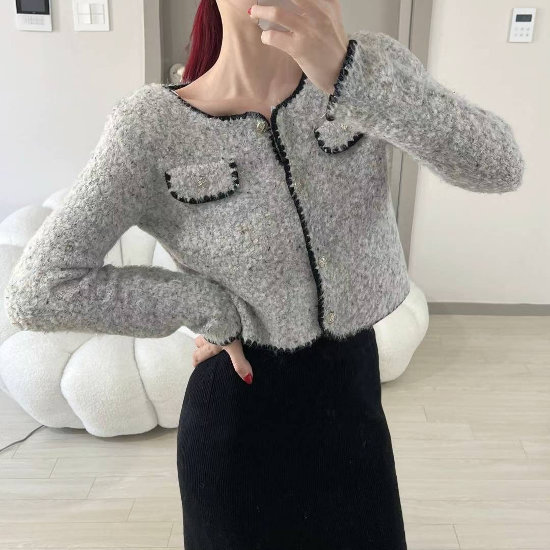 KITSCH韓國代購㊣女士新款25秋冬真品熱賣人氣推薦針織衫花呢KITSCH針織衫圖色1