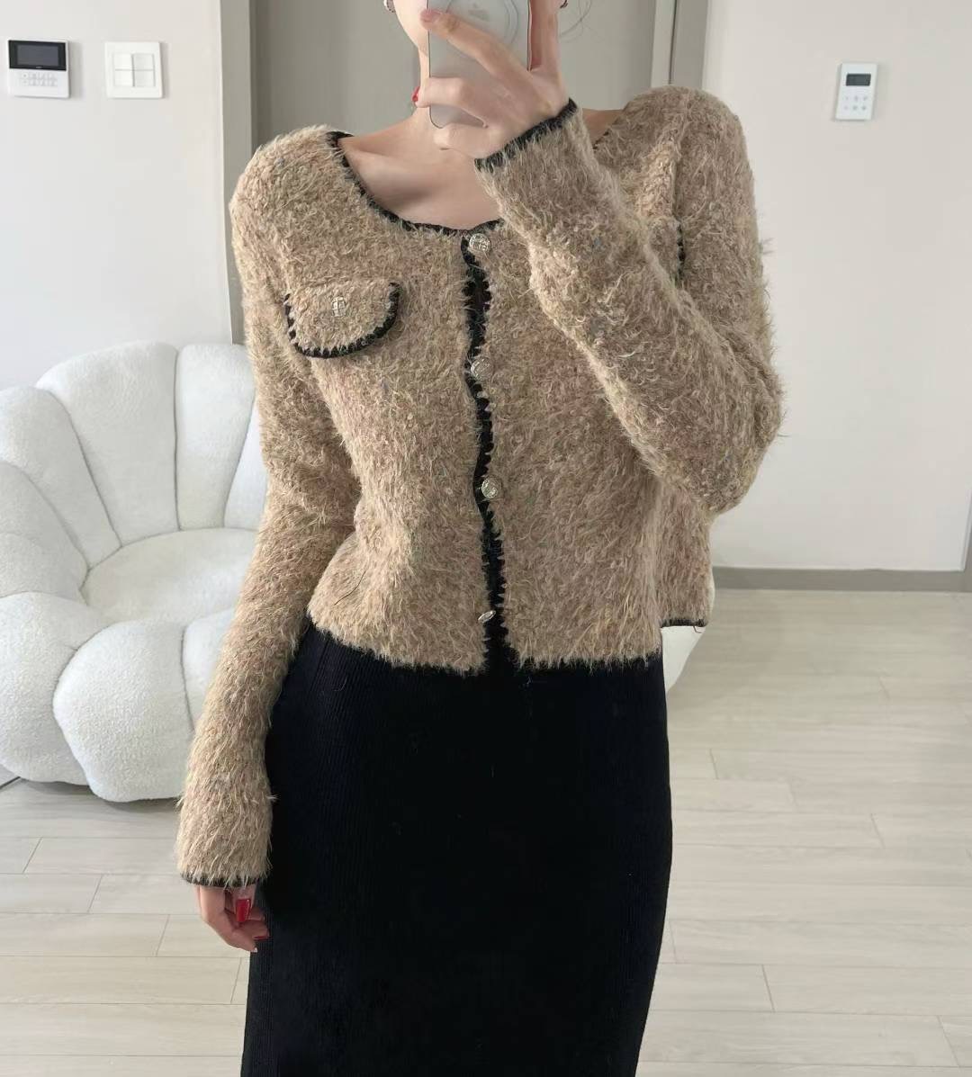 KITSCH韓國代購㊣女士新款25秋冬真品熱賣人氣推薦針織衫花呢KITSCH針織衫圖色2