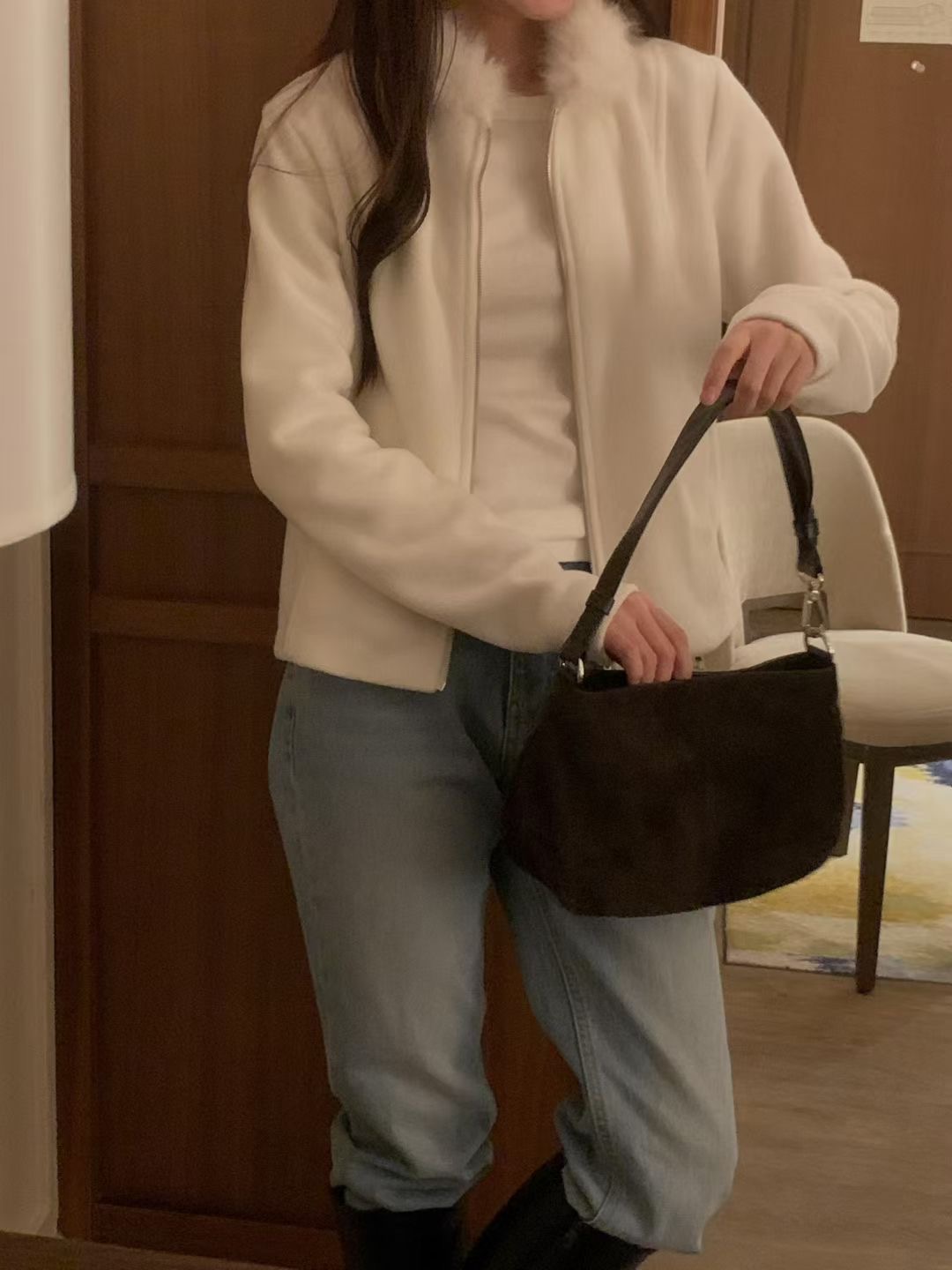 OSRO韓國直郵㊣女士新品休閑推薦熱賣25秋冬職業夾克抓絨拉鏈OSRO夾克