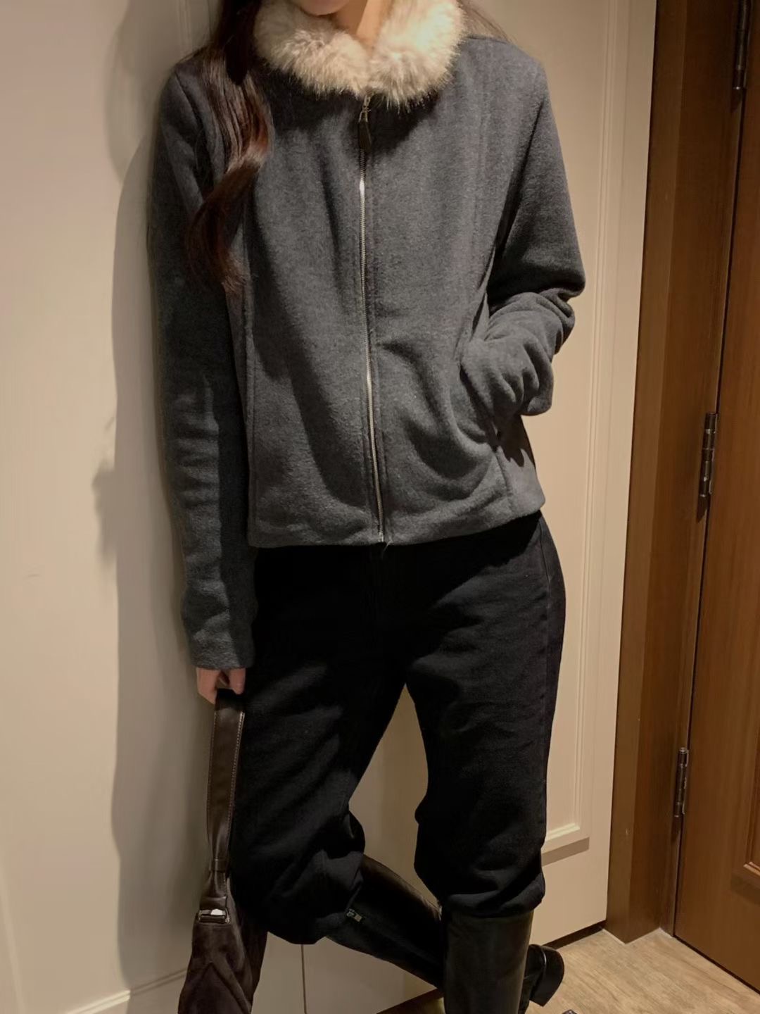 OSRO韓國直郵㊣女士新品休閑推薦熱賣25秋冬職業夾克抓絨拉鏈OSRO夾克