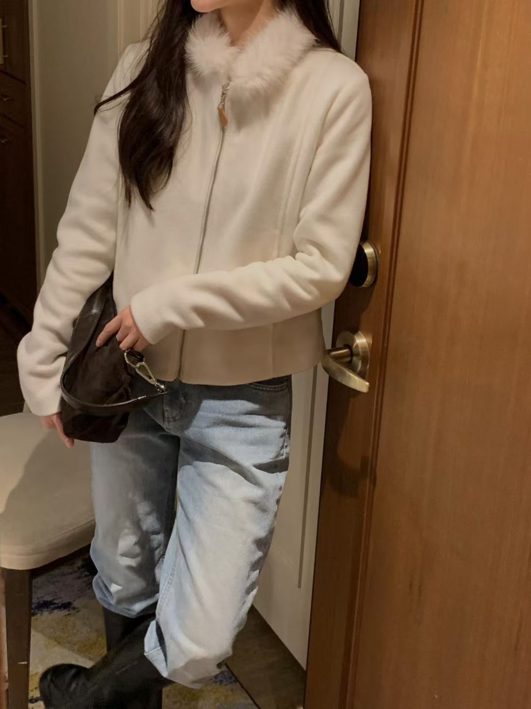 OSRO韓國直郵㊣女士新品休閑推薦熱賣25秋冬職業夾克抓絨拉鏈OSRO夾克圖色2