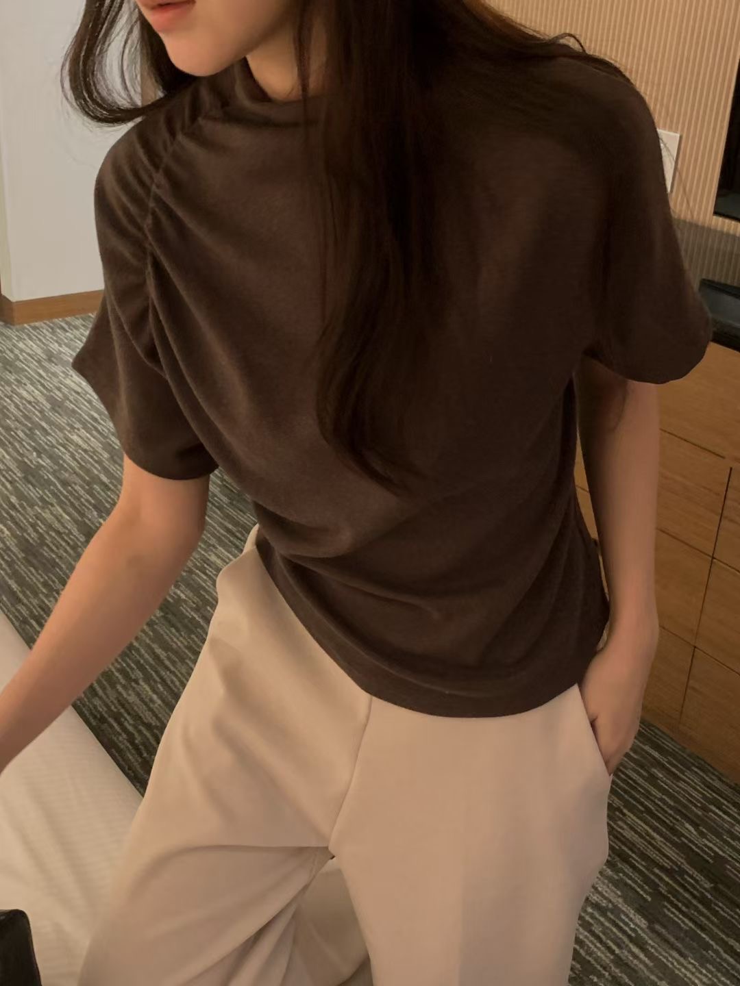 OSRO韓國直郵㊣女裝新款休閑推薦25秋冬職業真品熱賣T恤安哥拉OSROT恤