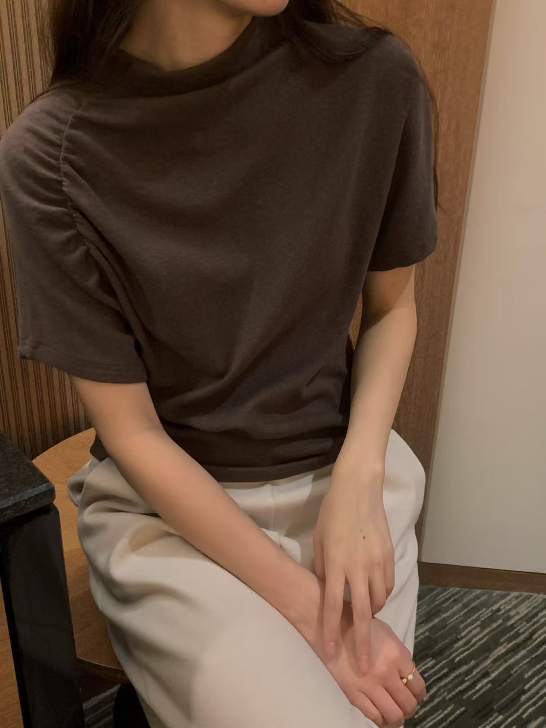 OSRO韓國直郵㊣女裝新款休閑推薦25秋冬職業真品熱賣T恤安哥拉OSROT恤圖色3