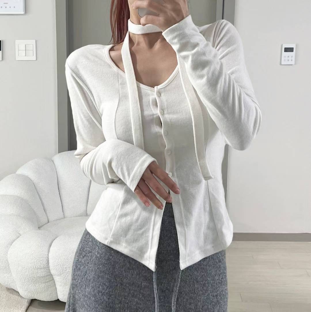 KITSCH東大門㊣實拍女士新款休閑熱賣職業真品長袖T恤含脖帶KITSCH長袖T恤圖色1