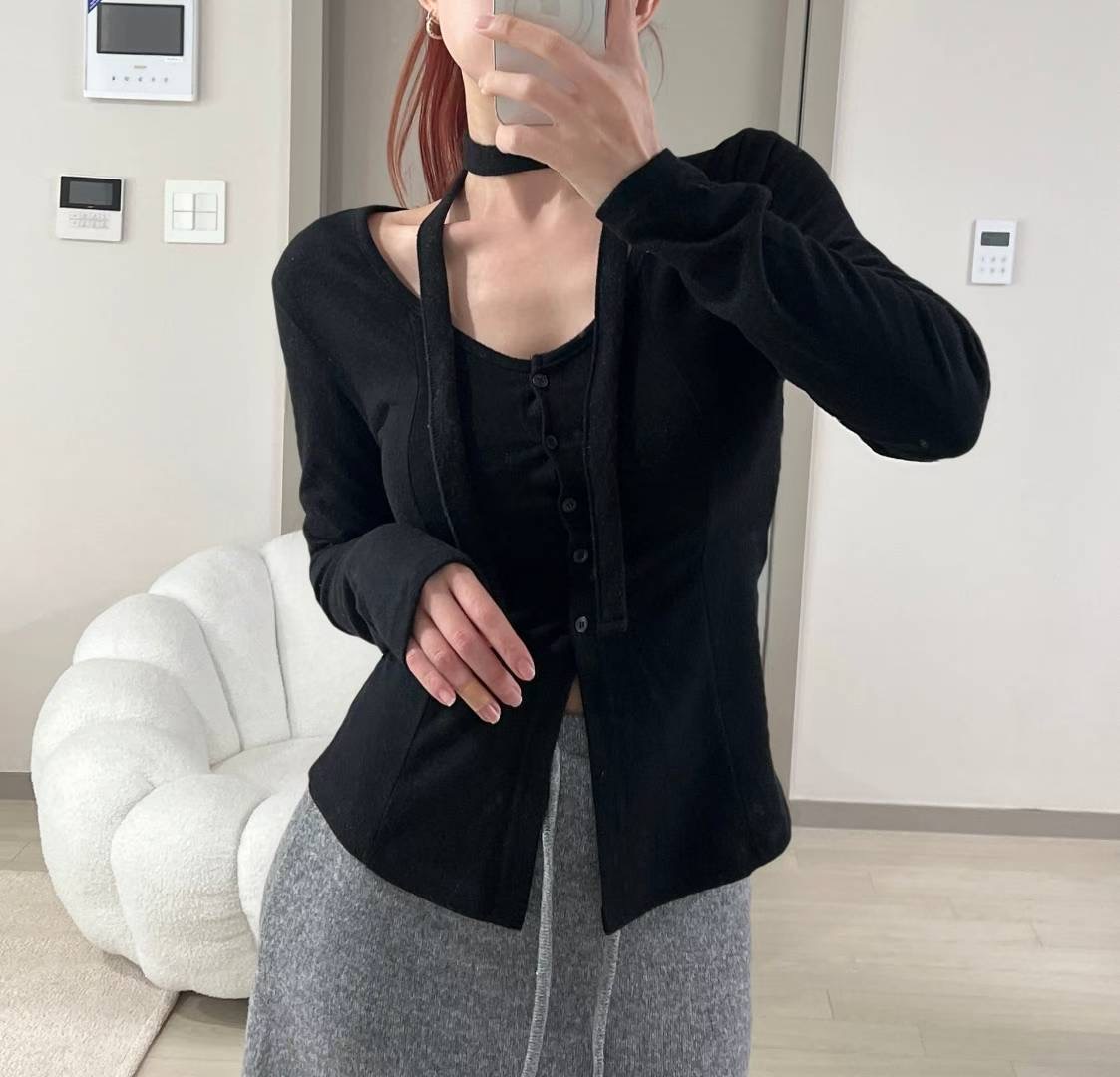 KITSCH東大門㊣實拍女士新款休閑熱賣職業真品長袖T恤含脖帶KITSCH長袖T恤圖色2