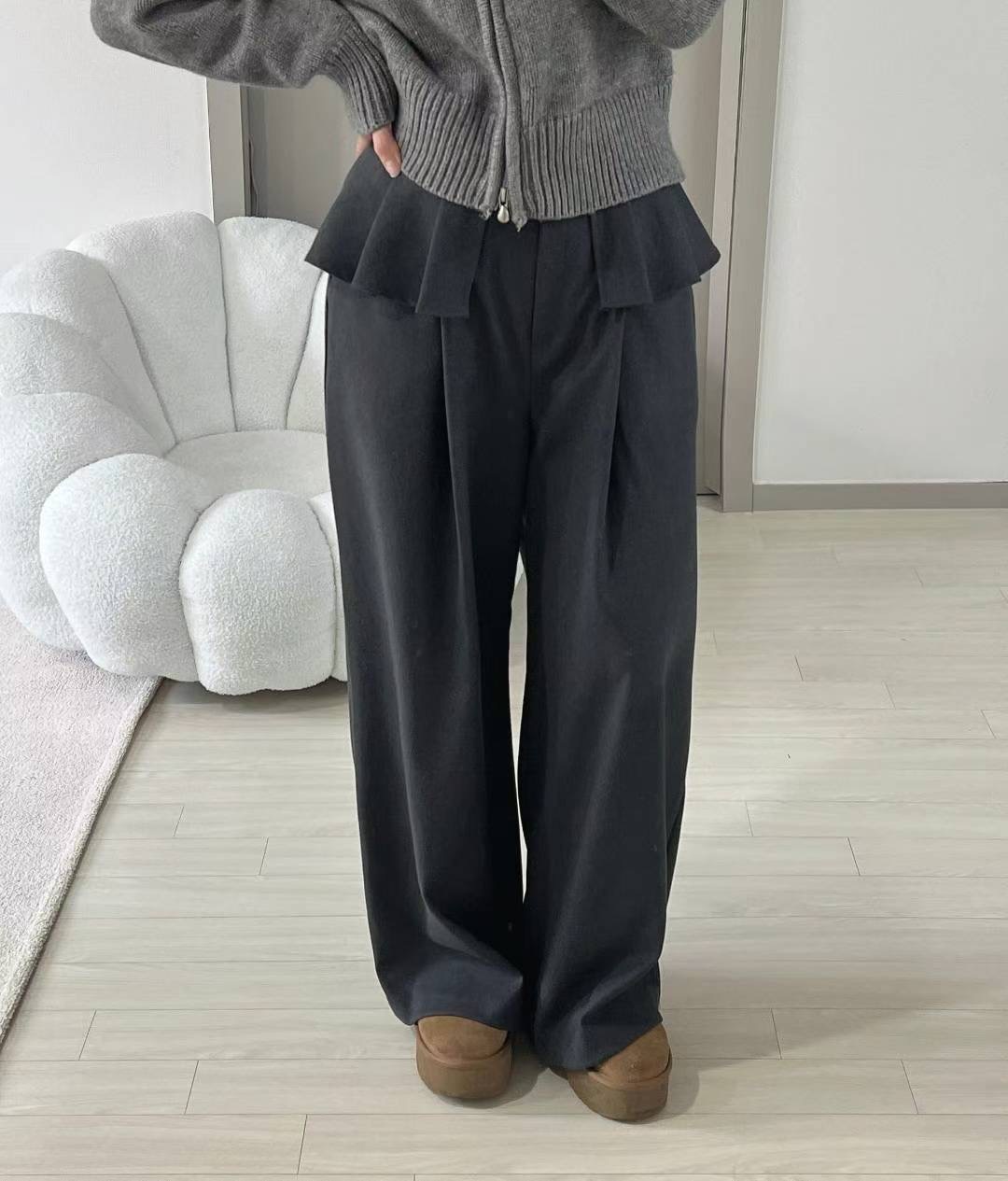 KITSCH東大門㊣直郵女士新品人氣休閑時尚推薦裙褲荷葉邊褶皺KITSCH裙褲圖色1