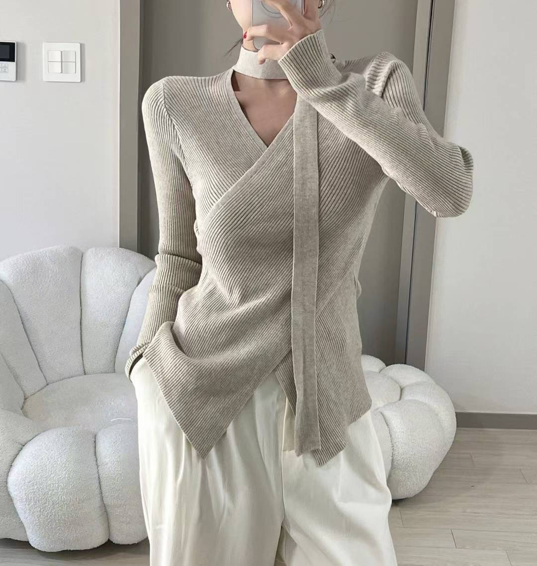 KITSCH韓國直郵㊣女裝新款推薦人氣職業休閑時尚針織衫含脖帶KITSCH針織衫圖色1