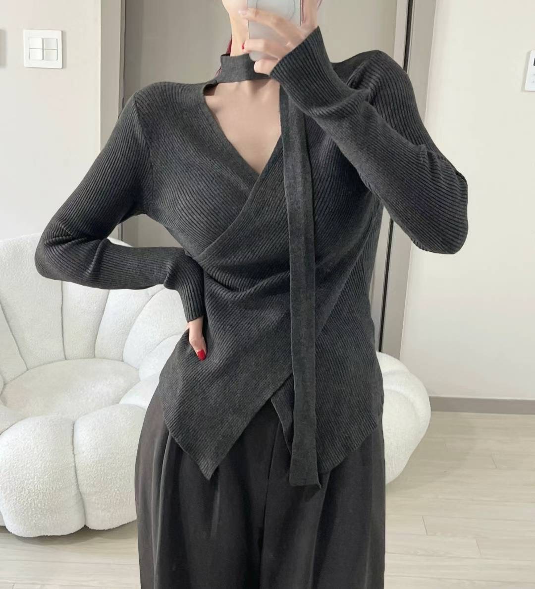 KITSCH韓國直郵㊣女裝新款推薦人氣職業休閑時尚針織衫含脖帶KITSCH針織衫圖色3