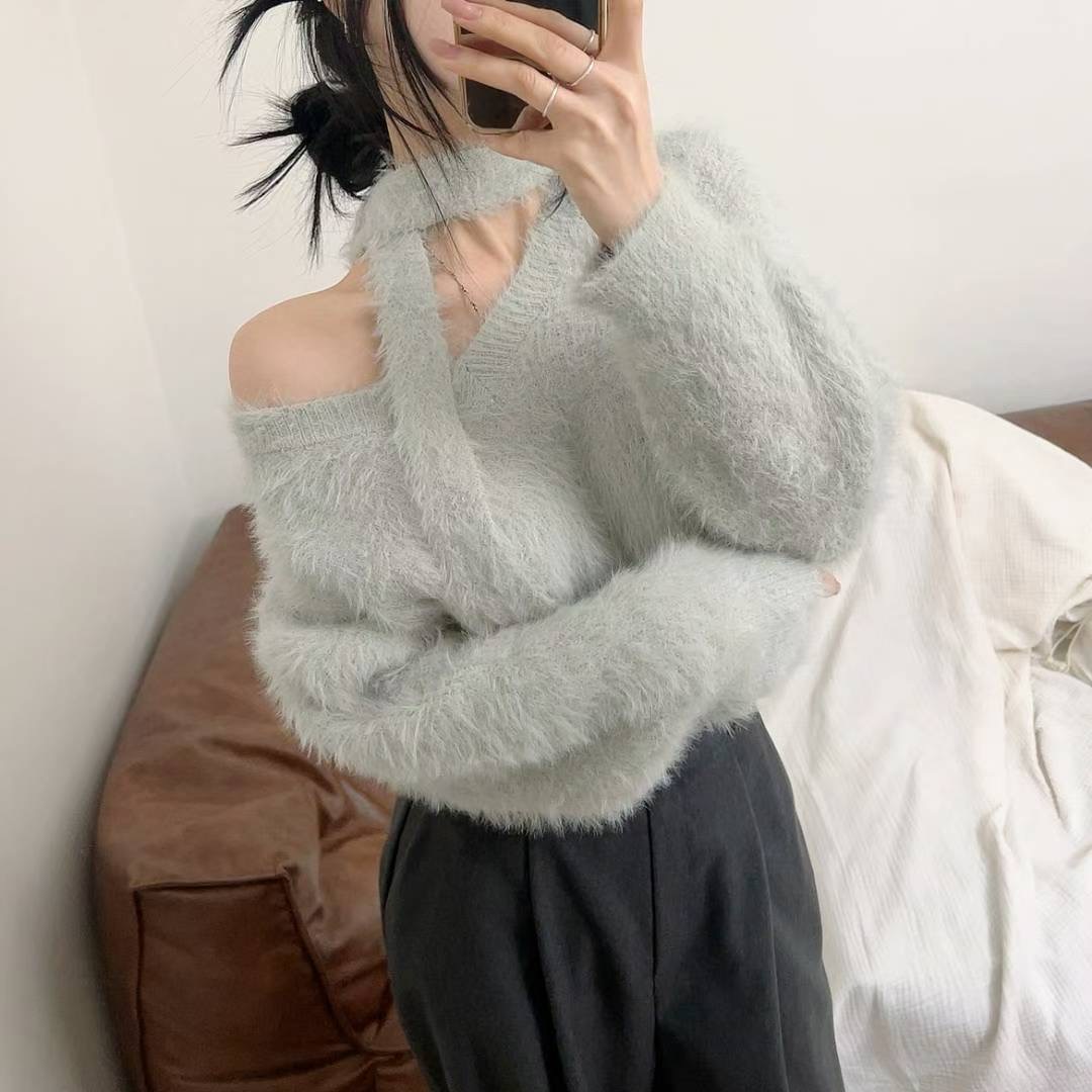 KITSCH韓國代購㊣女士新款真品職業熱賣時尚休閑針織衫含脖帶KITSCH針織衫圖色1