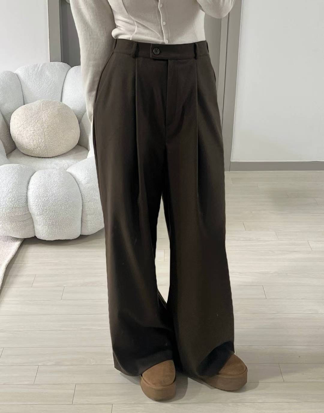 KITSCH韓國直郵㊣女士新品人氣25秋冬時尚職業推薦休閑褲紐扣KITSCH休閑褲圖色1