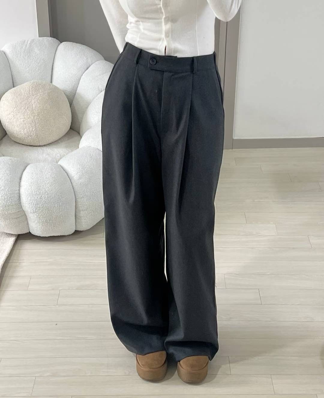 KITSCH韓國直郵㊣女士新品人氣25秋冬時尚職業推薦休閑褲紐扣KITSCH休閑褲圖色2