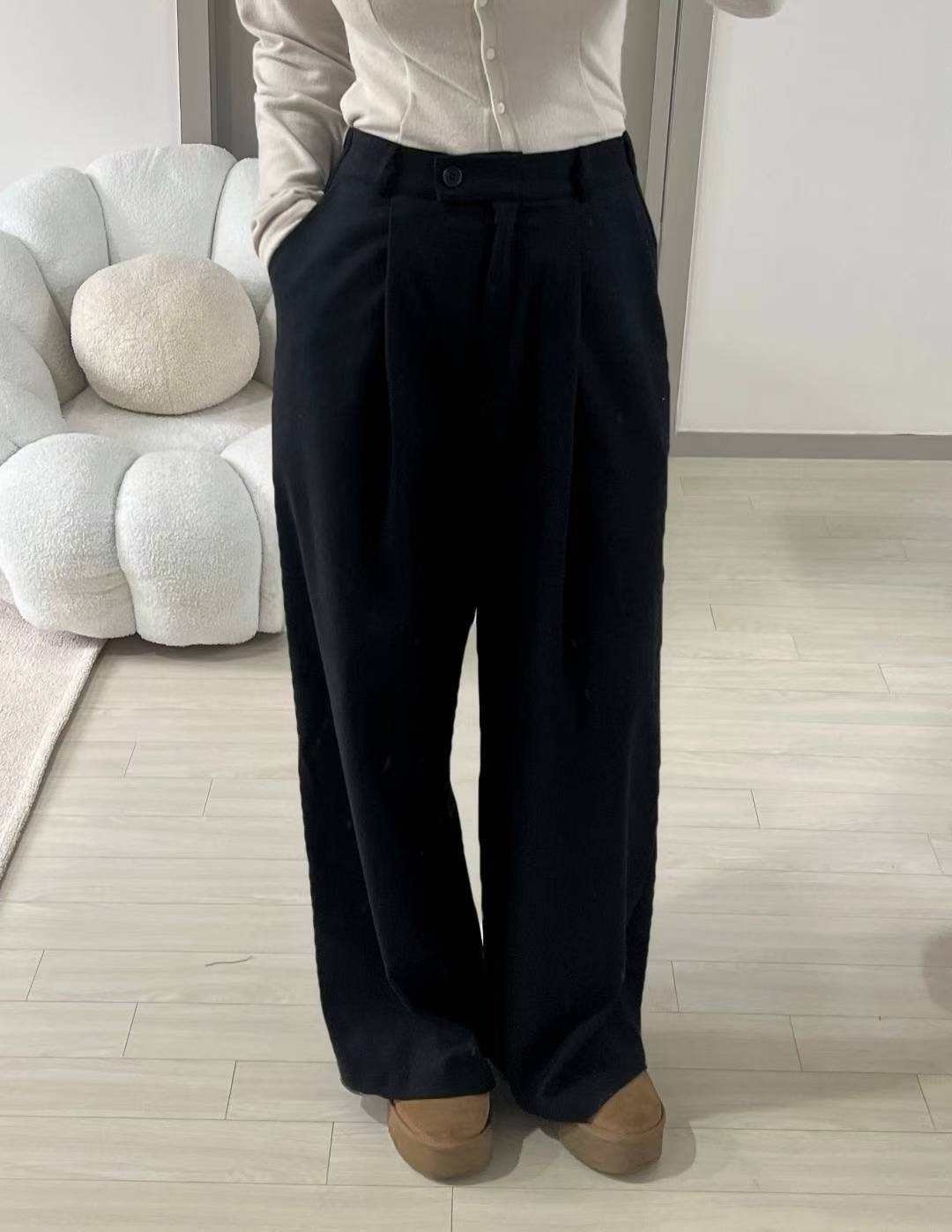 KITSCH韓國直郵㊣女士新品人氣25秋冬時尚職業推薦休閑褲紐扣KITSCH休閑褲圖色3