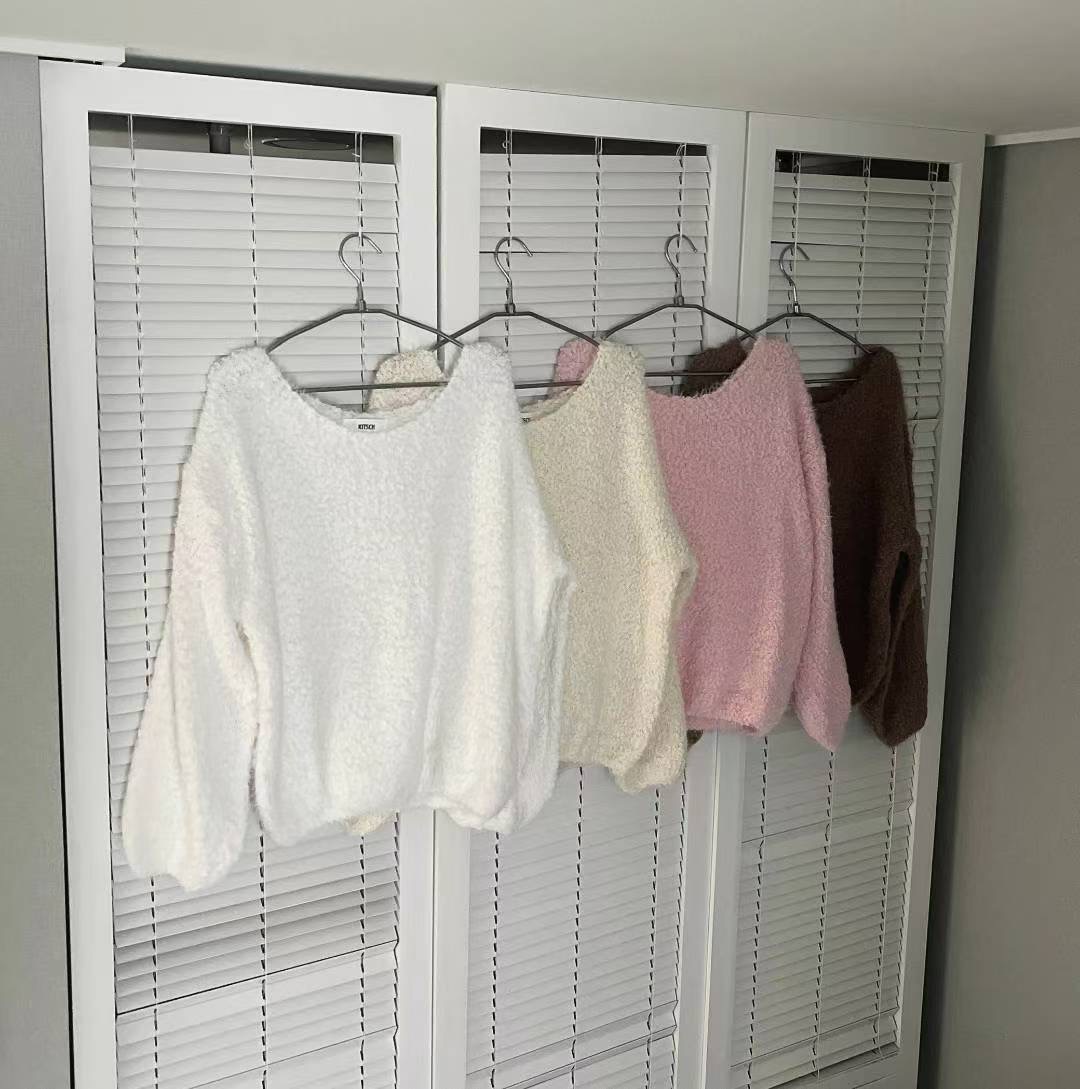 KITSCH韓國代購㊣女士新款時尚熱賣25秋冬人氣休閑針織衫船領KITSCH針織衫