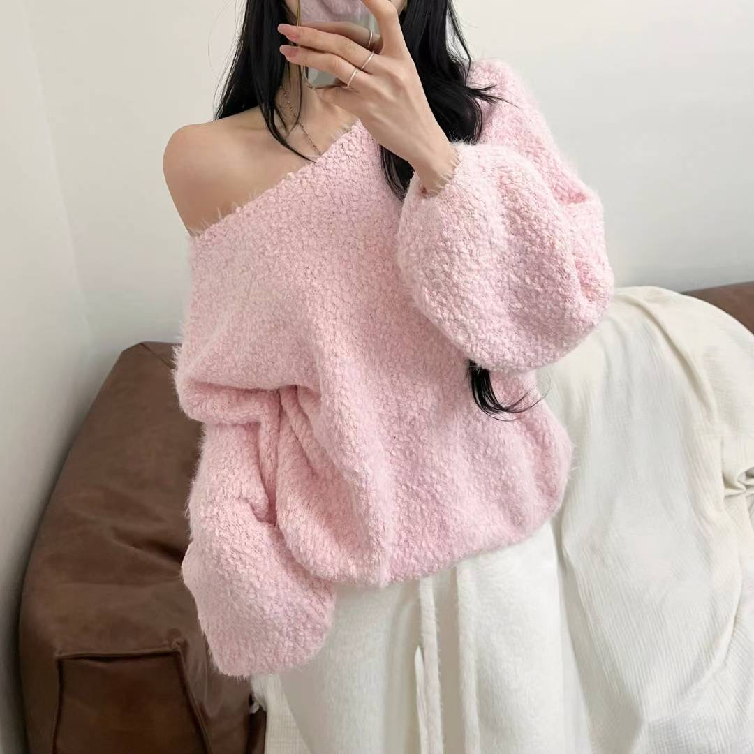 KITSCH韓國代購㊣女士新款時尚熱賣25秋冬人氣休閑針織衫船領KITSCH針織衫圖色2