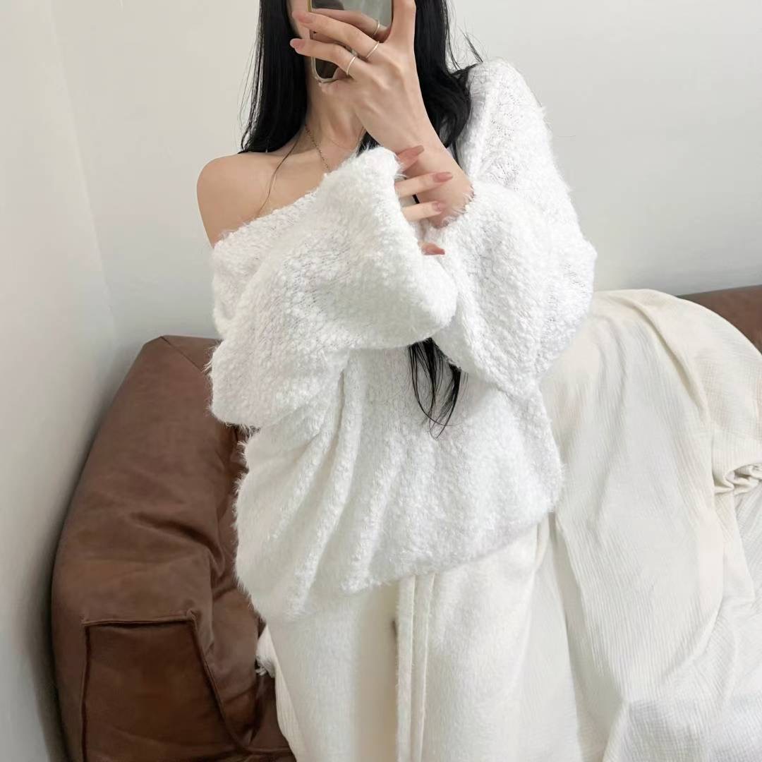 KITSCH韓國代購㊣女士新款時尚熱賣25秋冬人氣休閑針織衫船領KITSCH針織衫圖色3