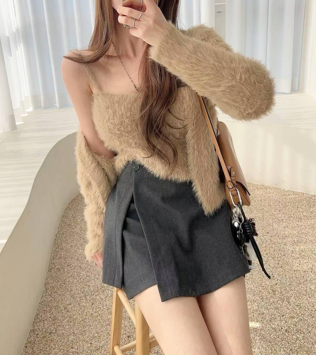 KITSCH韓國直郵㊣女士新款真品休閑熱賣推薦25秋冬套裝毛皮開衫KITSCH套裝圖色1