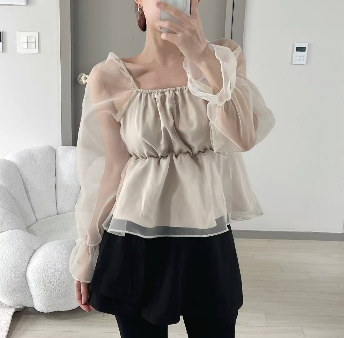 KITSCH韓國直郵㊣女裝新款真品人氣熱賣職業襯衫蕾絲衫透明KITSCH襯衫/蕾絲衫圖色1