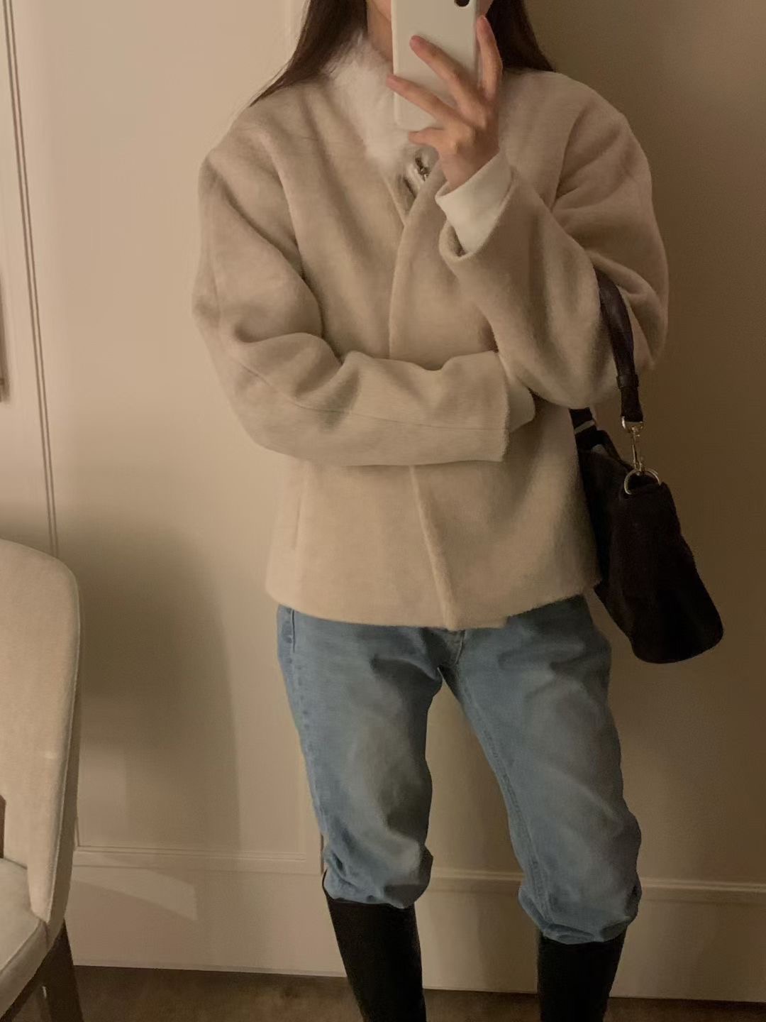 OSRO韓國直郵㊣女士新款時尚推薦25秋冬休閑熱賣職業短款大衣OSRO短款大衣圖色2