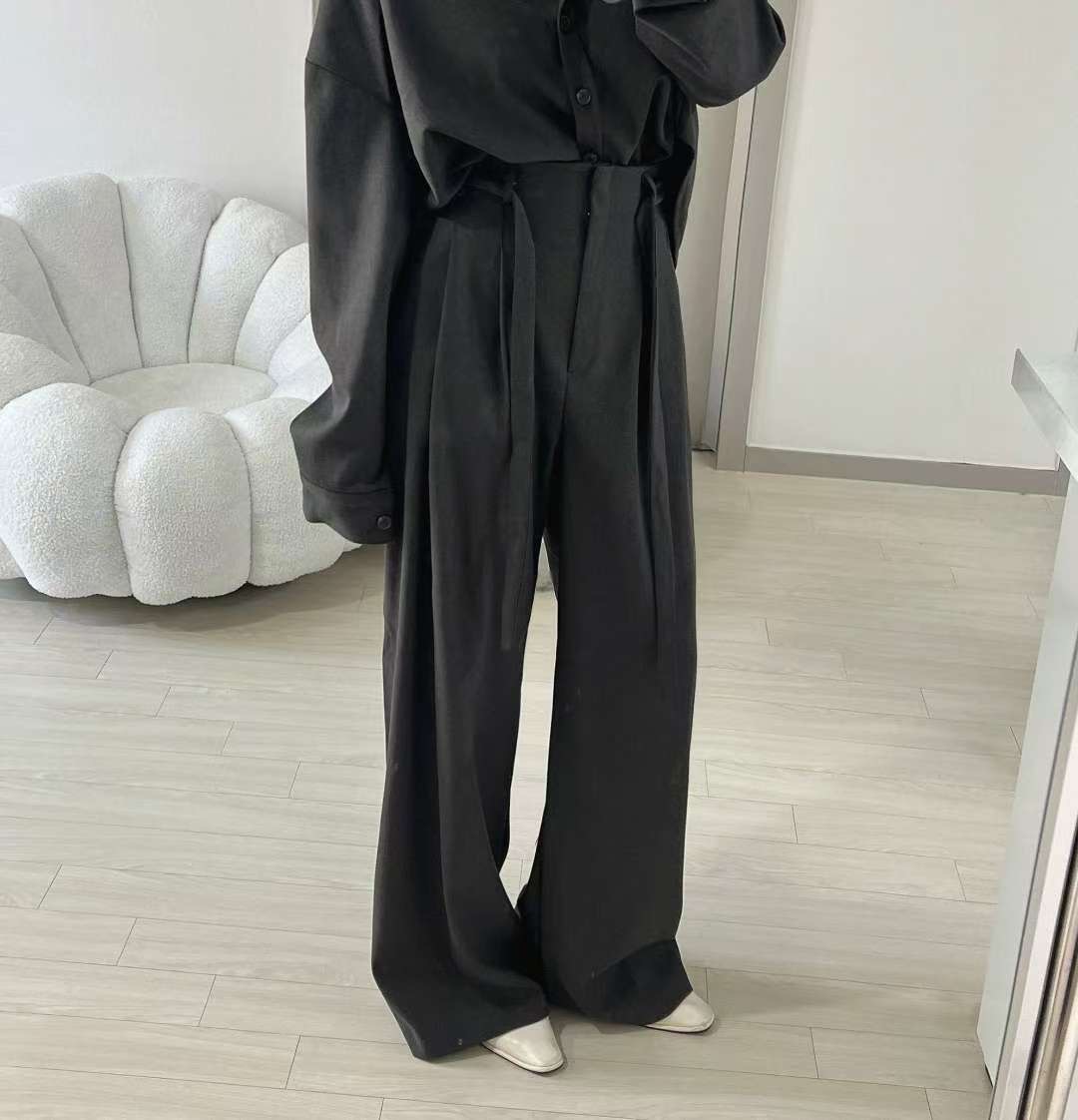 KITSCH東大門㊣實拍女裝新款25秋冬時尚熱賣職業休閑褲含腰帶KITSCH休閑褲圖色1