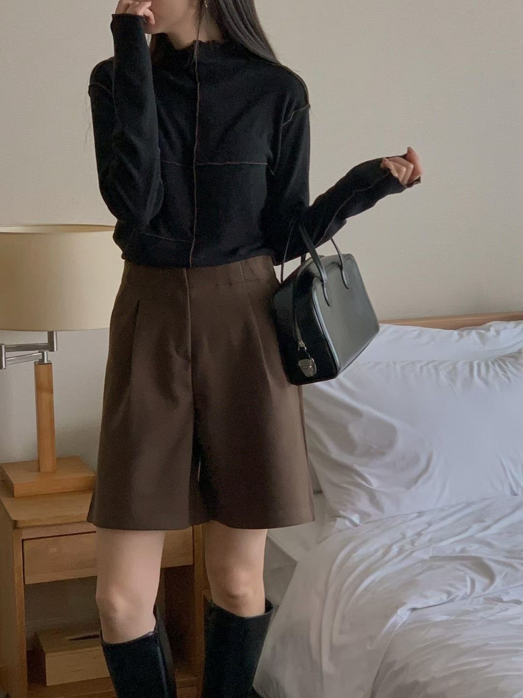 OSRO韓國代購㊣女裝新款25秋冬人氣職業時尚真品推薦短褲絨OSRO短褲