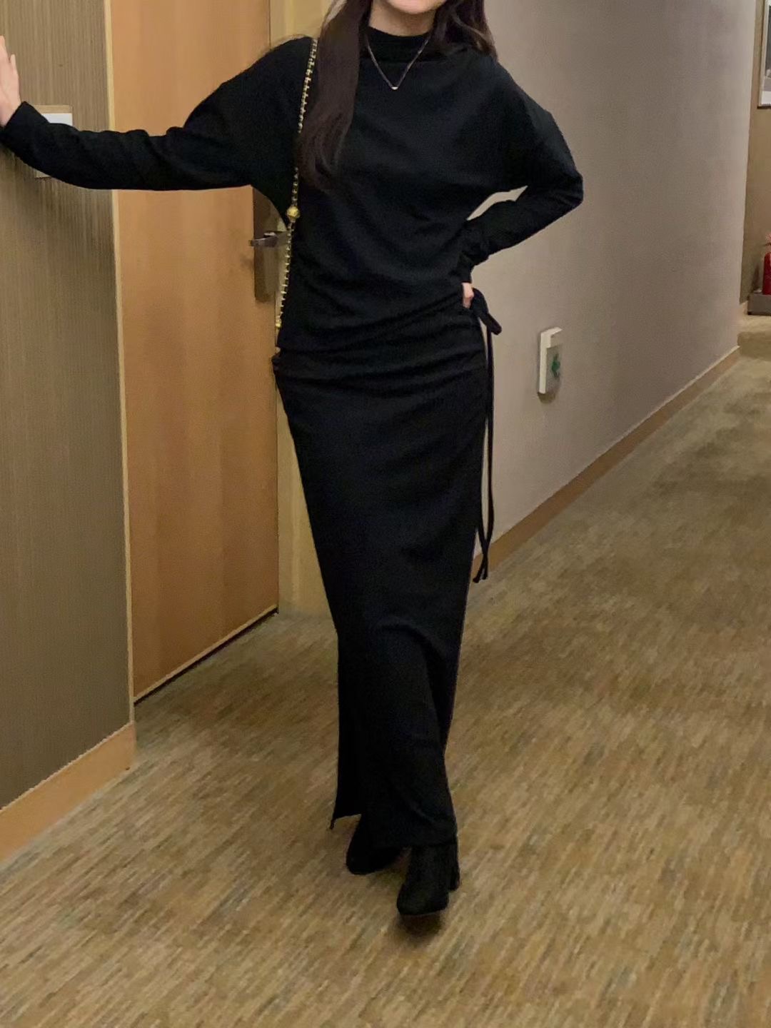 OSRO東大門㊣代購女士新款真品推薦25秋冬人氣時尚休閑長裙OSRO長裙圖色2