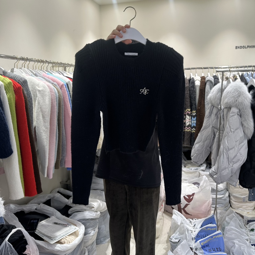 ENDOLPHIN東大門㊣直郵女士新款時尚25秋冬真品推薦人氣毛衣ENDOLPHIN毛衣圖色6黑色