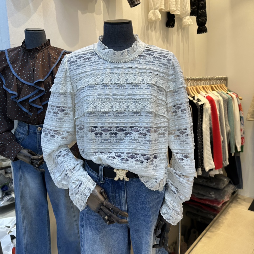 2nd B-S東大門㊣直郵女裝新品職業休閑25秋冬襯衫蕾絲衫蕾絲2nd B-S襯衫/蕾絲衫圖色1