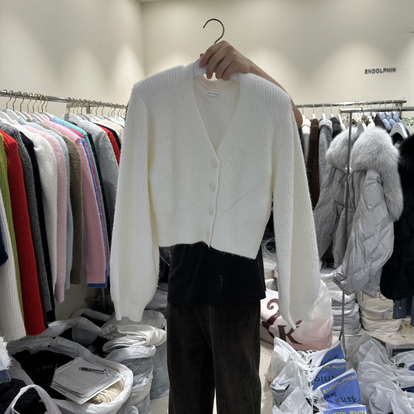 ENDOLPHIN韓國代購㊣女士新品人氣職業時尚25秋冬針織衫棉質開衫ENDOLPHIN針織衫圖色1