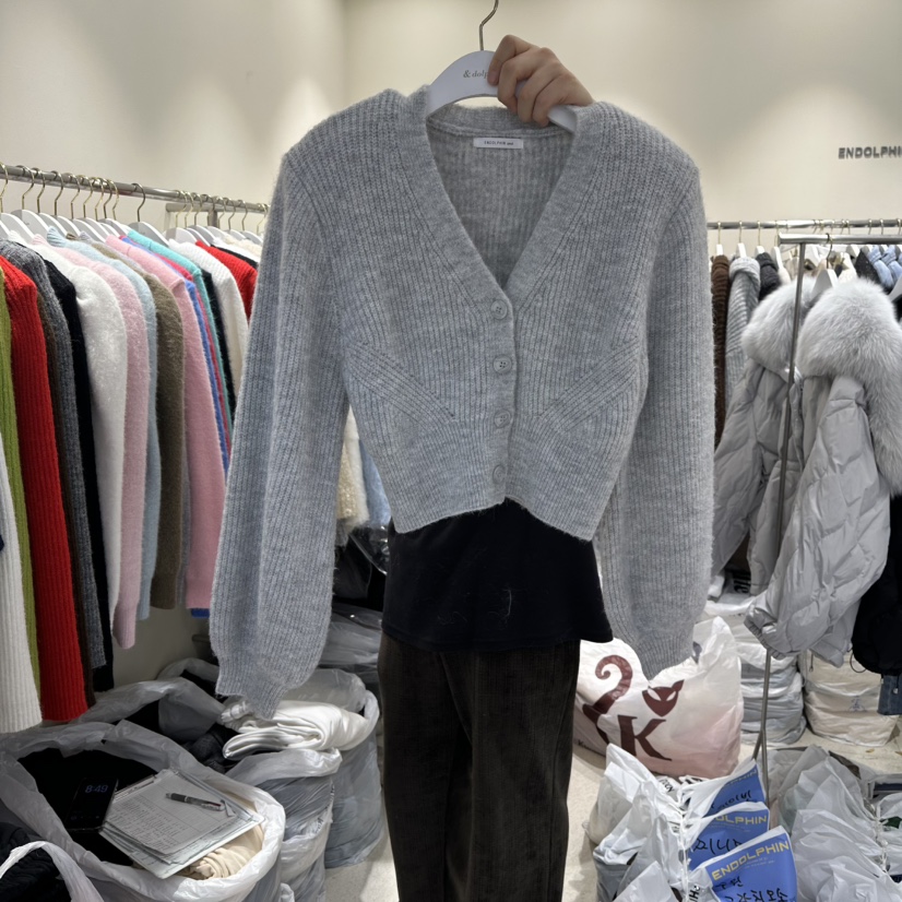 ENDOLPHIN韓國代購㊣女士新品人氣職業時尚25秋冬針織衫棉質開衫ENDOLPHIN針織衫圖色2