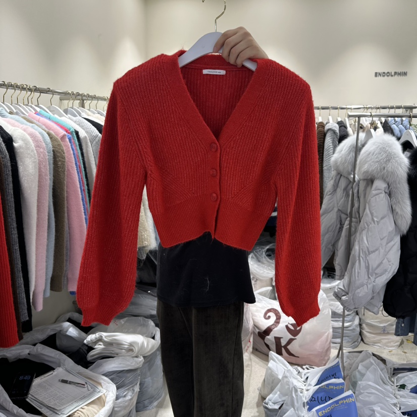 ENDOLPHIN韓國代購㊣女士新品人氣職業時尚25秋冬針織衫棉質開衫ENDOLPHIN針織衫圖色3