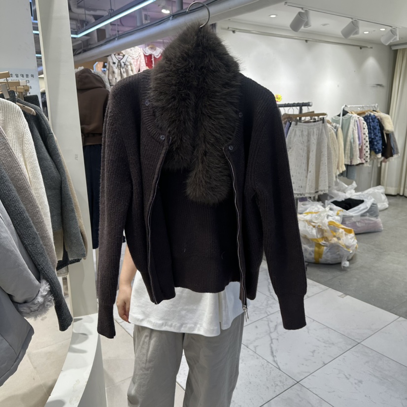 HARU-Q韓國直郵㊣女士新品人氣25秋冬時尚真品推薦針織衫開衫HARU-Q針織衫圖色3棕色