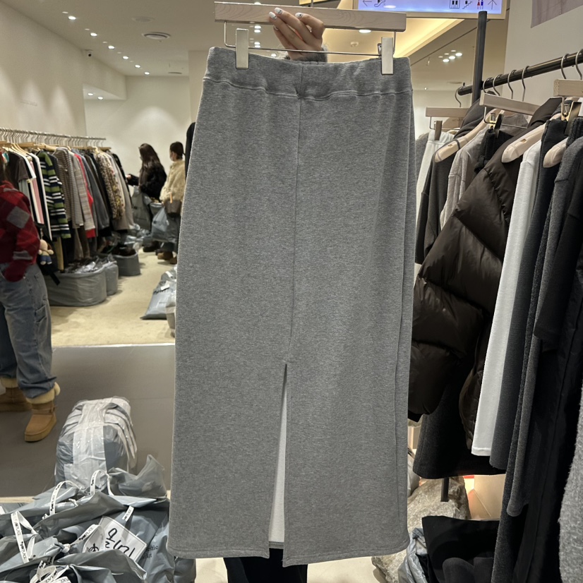 MOMENT韓國直郵㊣女裝新品人氣真品時尚熱賣職業長裙加絨貂皮MOMENT/RECOVER長裙