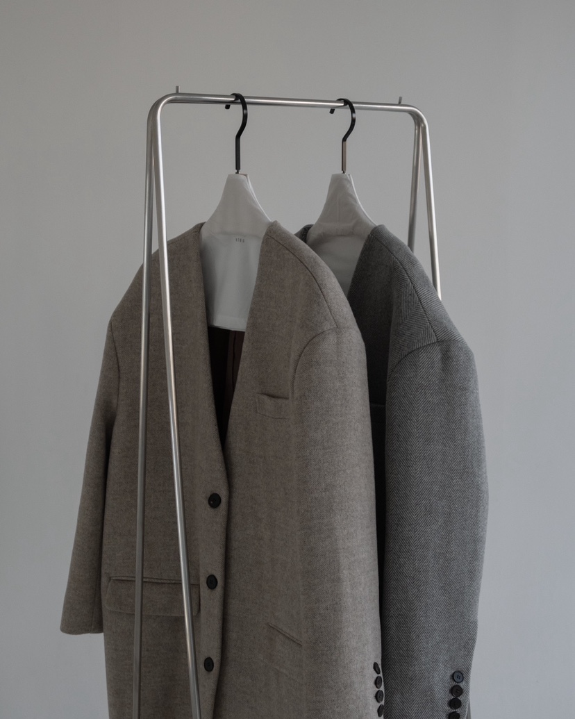 HONG-P東大門㊣直郵女士新品25秋冬時尚真品中長款大衣人字紋HONG-P中長款大衣