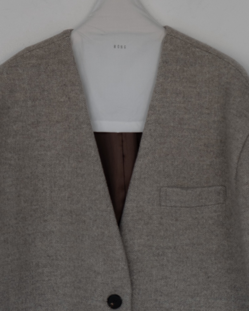 HONG-P東大門㊣直郵女士新品25秋冬時尚真品中長款大衣人字紋HONG-P中長款大衣