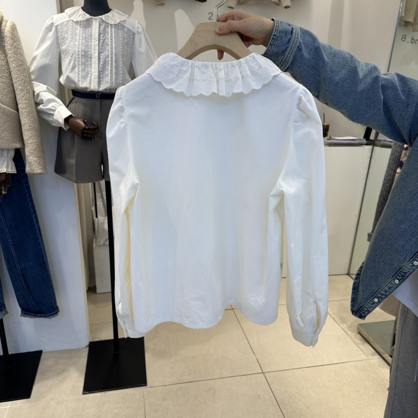 2nd B-S東大門㊣實拍女裝新品熱賣25秋冬推薦襯衫蕾絲衫刺繡2nd B-S襯衫/蕾絲衫