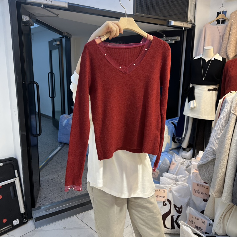 HARU-Q東大門㊣代購女士新款人氣25秋冬休閑針織衫V領開衫HARU-Q針織衫圖色2