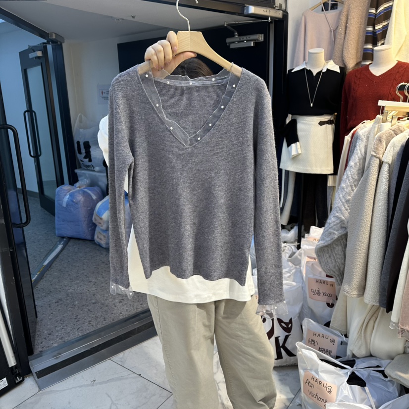 HARU-Q東大門㊣代購女士新款人氣25秋冬休閑針織衫V領開衫HARU-Q針織衫圖色4