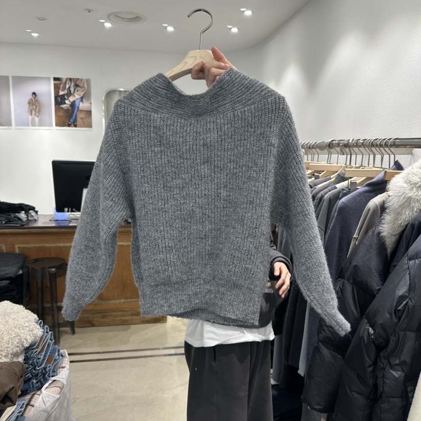 ACKER韓國代購㊣女裝新款熱賣休閑人氣職業真品25秋冬毛衣露肩ACKER毛衣